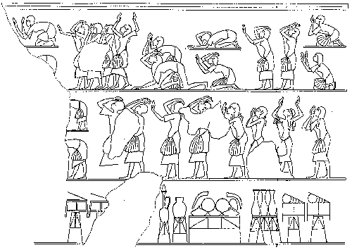Cámara Gamma. Continuación del muro C, como aparece en Atonou. (G. Martin. The Royal Tomb of Amarna).