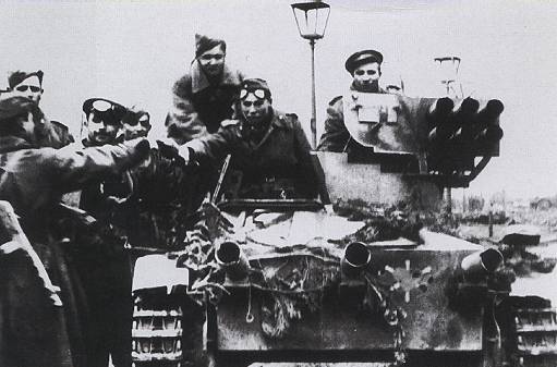 Russian soldiers with captured tank-hunter Borgward B VIc