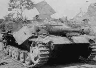 StuG III with bent Schrzen