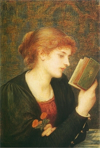 old-fashioned woman reading