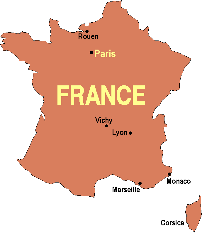 Map of France showing Treport