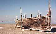 Dhow in dock, near Umm Rusays, Masirah