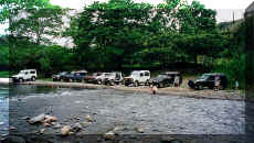 The expedition in front of the Mamoni River