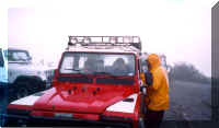 Three warm fellows inside a 300Tdi and one cold soul outside...