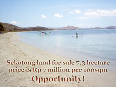 Property lands for sale on Sekotong Lombok 7,3 hectare