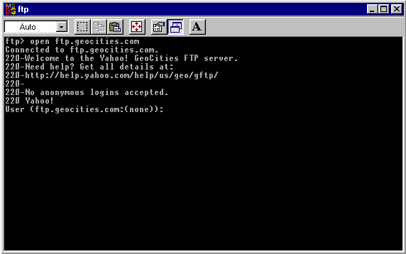 A sample ftp login...