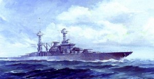 USS Indiana BB-50 Artist rendering NH#63502-KN