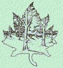 maple leaf pattern with a rustic scene in the leaf