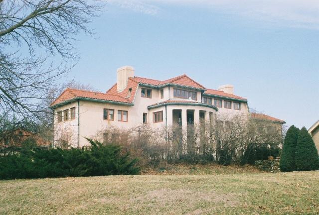 The Corydon Rich mansion at 1229 Grand Avenue (1920) which sits on the site of the old JC Hubinger mansion at 1219.  Note the two lawn terraces in the foreground.  This house also faces south down Grand Avenue.  Compare to the picture above from the same view.  (2008 photo)