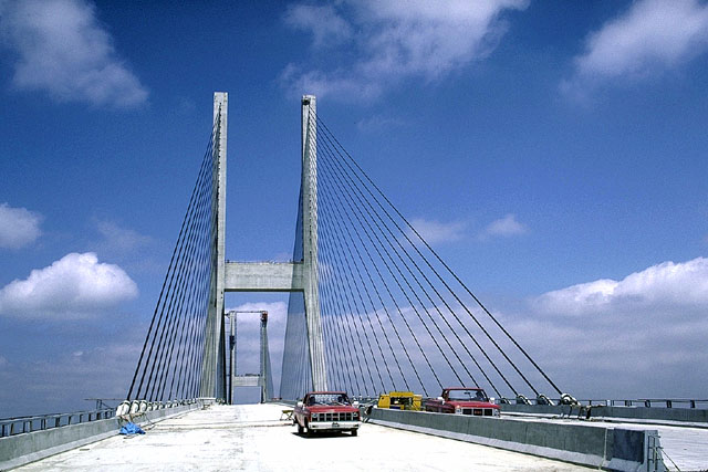 The 153.8 meter high towers.
