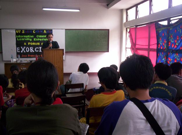 Fr. Syquia lectures UP students on exorcism