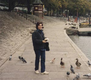 Sabine feeding the pigeons
