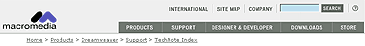 barra de menus - Macromedia