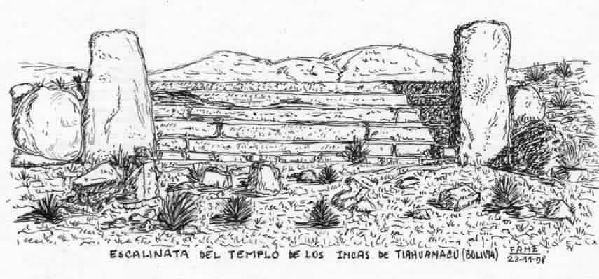 Escalinata de Templo de los Incas de Tiahuanaco ( Bolivia )