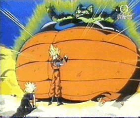 Goku teleporta Cell para o planeta do Sr. Kaiô, onde lá este explode