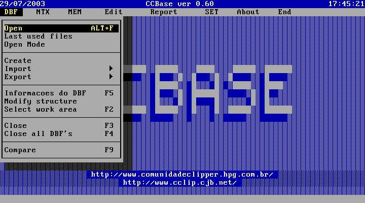 Menu DBF em Inglês (13 Kb)