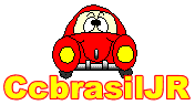 Gif animada de um fusca vermelho com inscrio ccbrasilJnior, visitem-nos