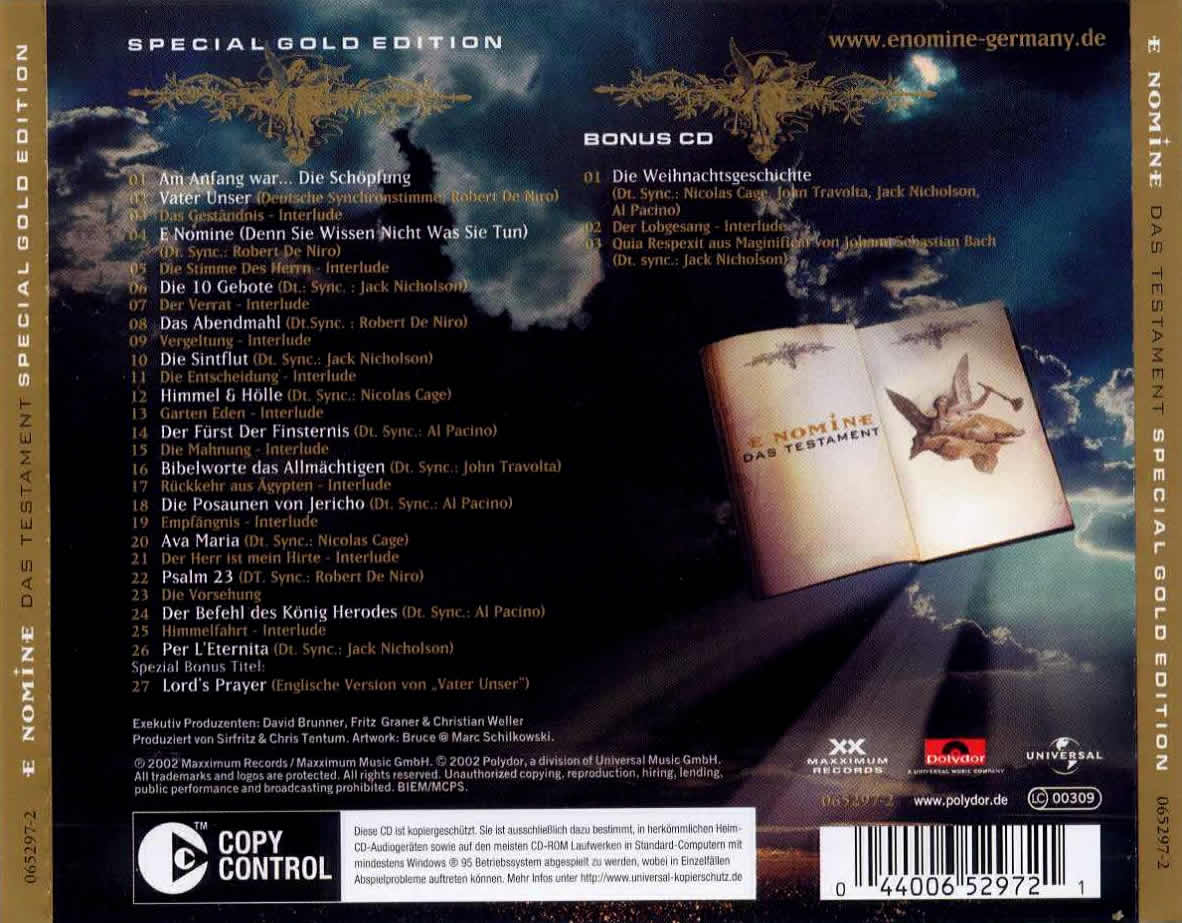 Das Testament Gold Edition (verso)