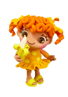 bonequinha comendo banana