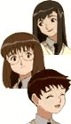 De cima para baixo: Sugano, Yoshinaga e Matsuno