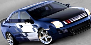 Ford Fusion personalizado na cor azul.