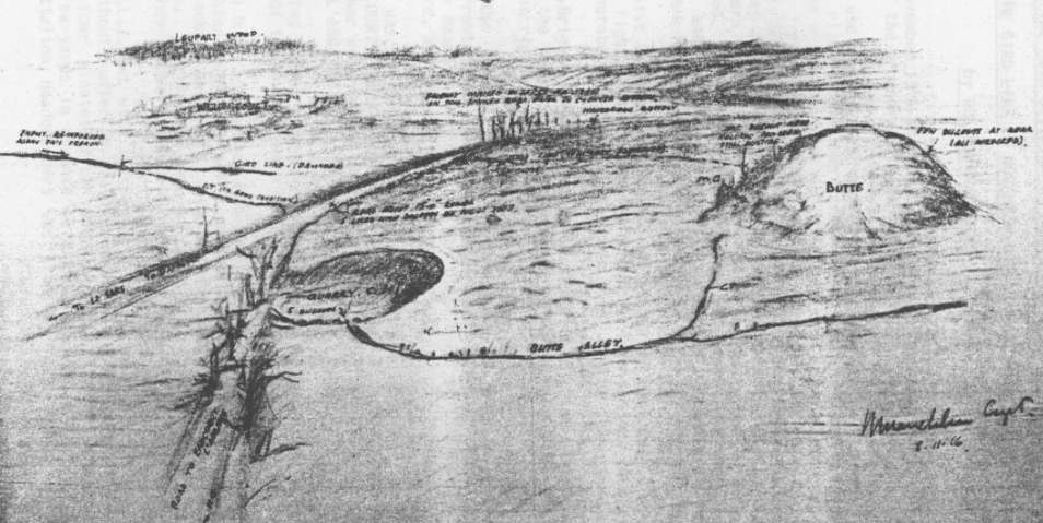 Drawing of Butte de Warlencourt