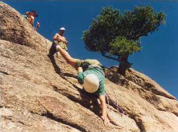 Mike demonstrating his climbing technique (Jon on belay)