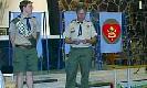 Scoutmaster John Scheunemann presented the Eagle badge to Andy
