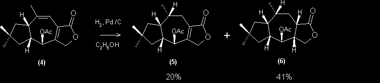 Hydrogenation of anhydrolactarorufin A acetate