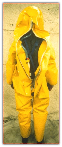 Back picture of 'Protector Industries' Hazmat suit