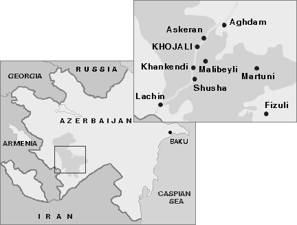 Map of Khojaly, Karabakh, Azerbaijan