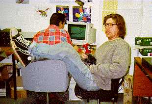 Tony putting his feet up from the computer for a second