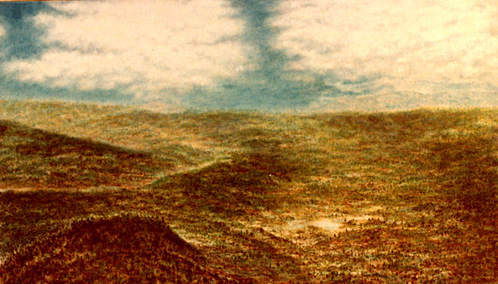 Carson Grant's "Sacred Hills" 1978 oil painting (52" x&nbsp; 96")