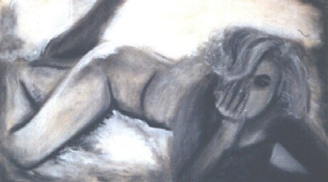 "Marilyn The Cat" -  Charcoal on Paper 2001 (Work in Progress)