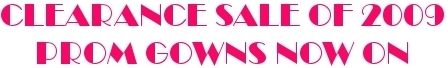 Clearance Sale of 2009 Prom Gowns Now On