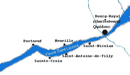 r&eacute;gion de Qu&eacute;bec vers 1750