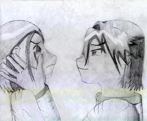 Aww.. Yama wiping away Sora-chan's tears ^^ by Fang