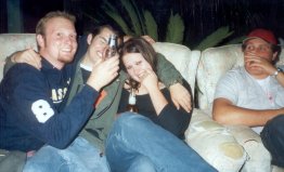 Mark, Brad, Leash, and Dean getting quite drunk at one of my parties