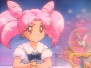 Chibi Usa talking to Pegasus