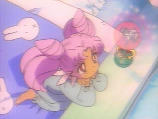 Chibi Usa talking to Pegasus