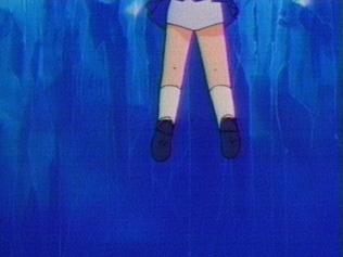 Chibi Usa's legs hanging, underwear showing