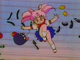 Chibi Usa lifts her leg to showing her panties
