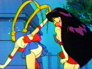 Sailor Moon bends over revealing her panties!