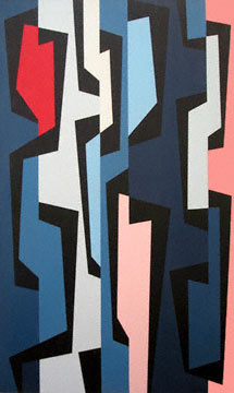 Karl Benjamin
Totem Group III
oil on canvas
50 x 30 inches
1957