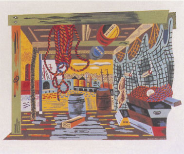 Stuart Davis
Gloucester Wharf
gouache on cardboard
14 15/16 x 18 7/16"
1926-35