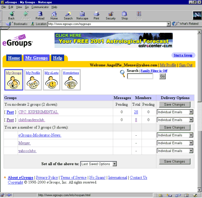 Standard eGroup MyGroups