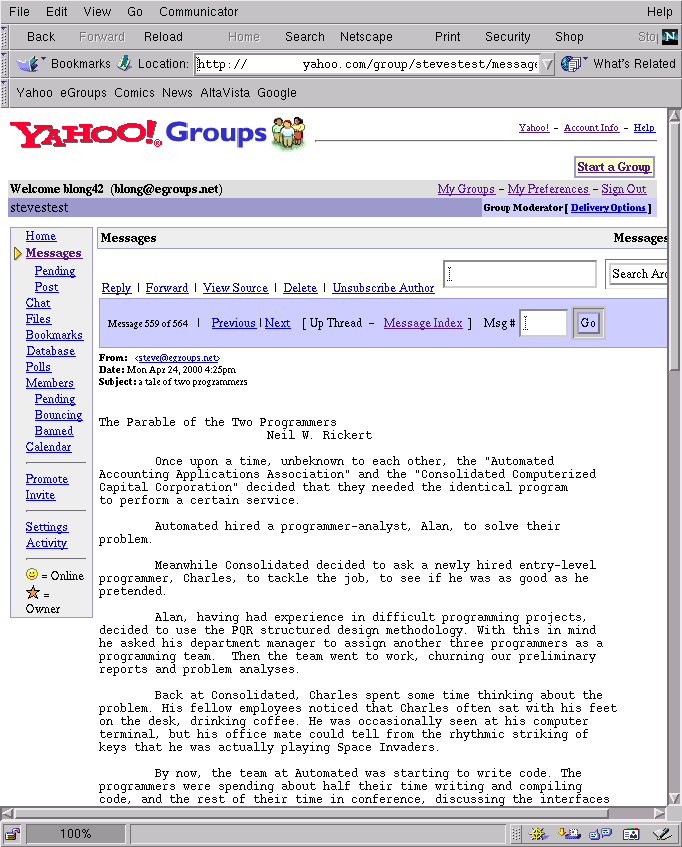 YGroups Message Form
