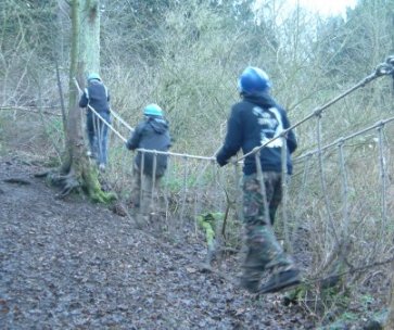 Challenge course - rope bridge