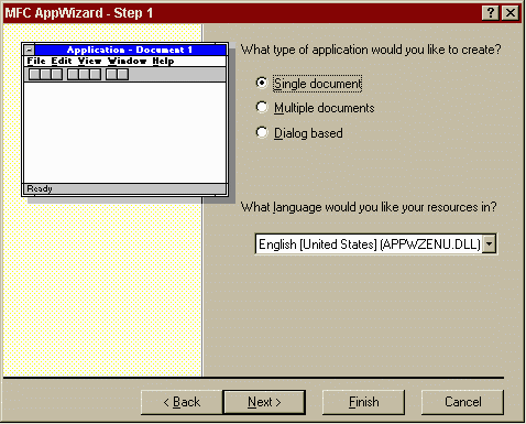 MFC AppWizard: Step 1