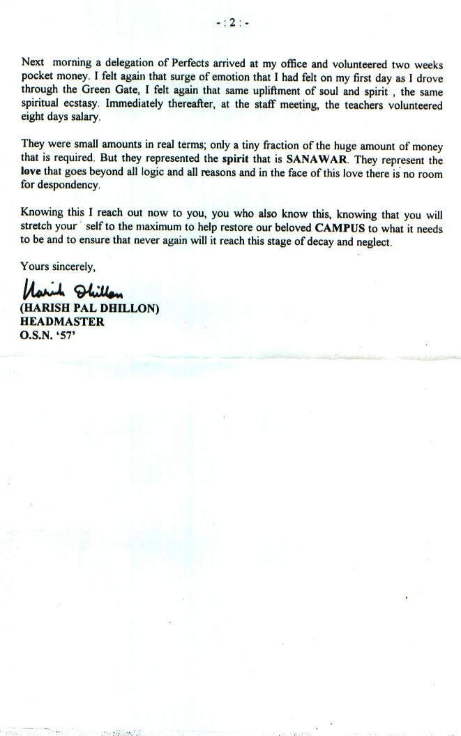 Page 2 of Headmaster's Letter